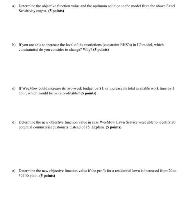 1-SENSITIVITY ANALYSIS Part A (25 points) During