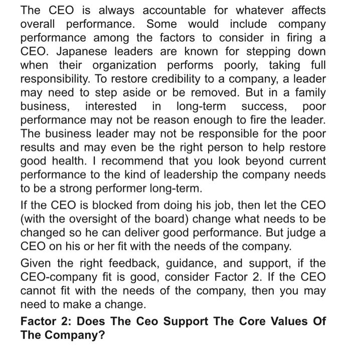 Managing the Family Business: Firing the CEO