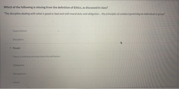 Which of the following is missing from the