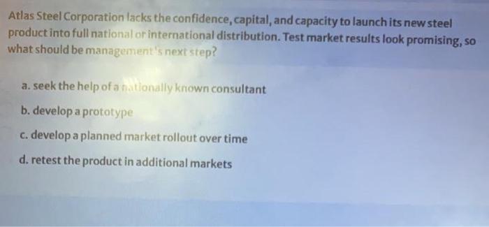 Atlas Steel Corporation lacks the confidence,