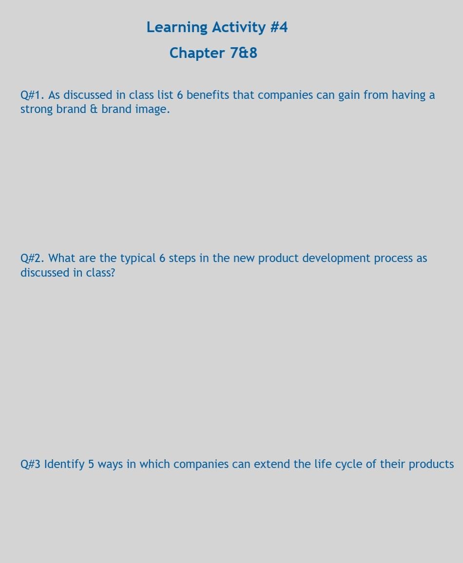 Learning Activity #4 Chapter 788 Q#1. As