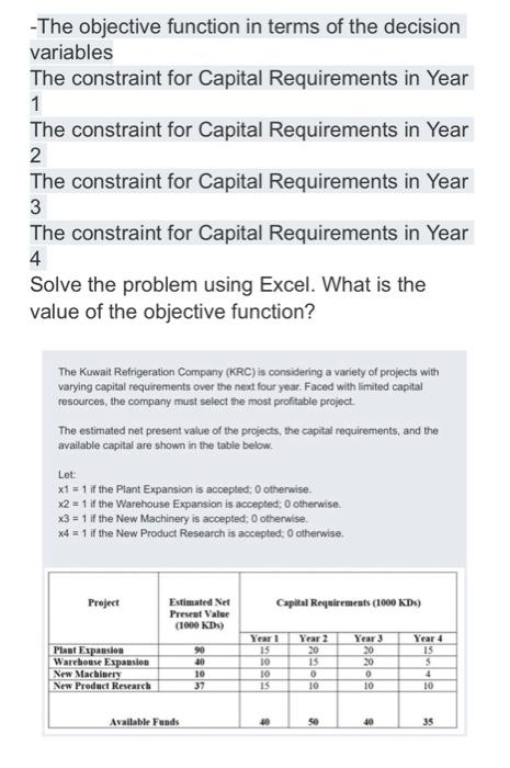 operations research -The objective function in