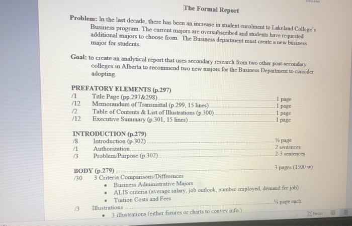 SEE The Formal Report Problem: In the last