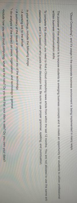 *Cloud Computing, and it's usage in the corporate