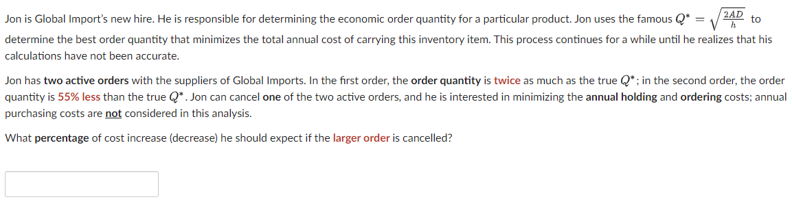 to Jon is Global Import's new hire. He is