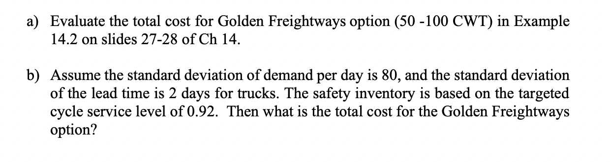 Supply Chain Engineering ***Please Solve Using