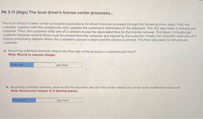 please help asap thank you PA 3-11 (Algo) The