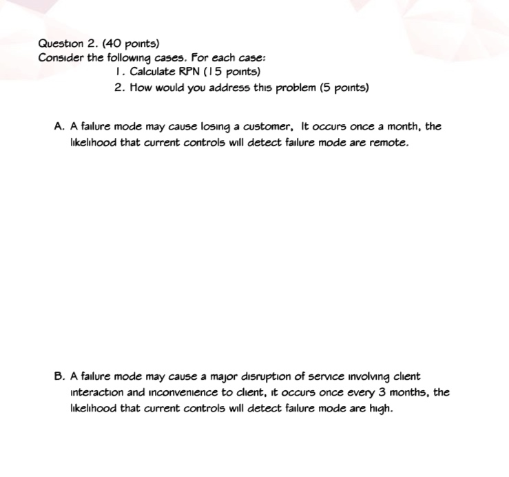 Question 2. (40 points) Consider the following