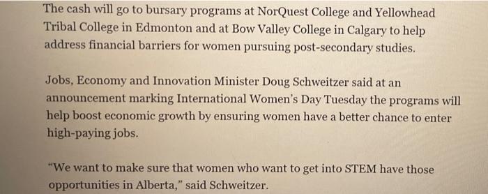 write a summary on the following article. Alberta