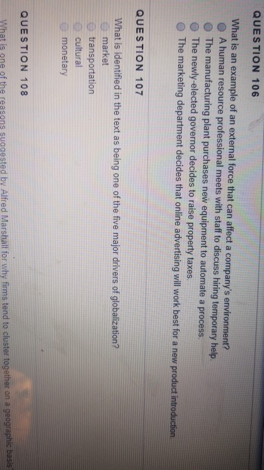 QUESTION 106 What is an example of an external