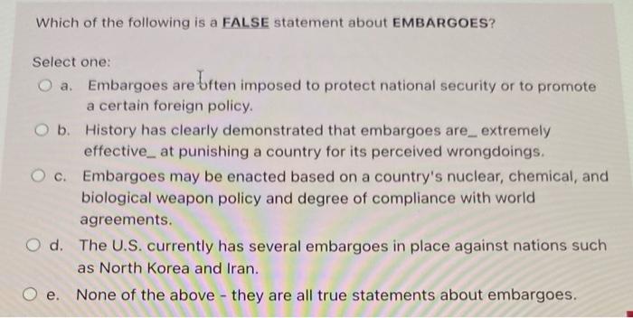 Which of the following is a FALSE statement about