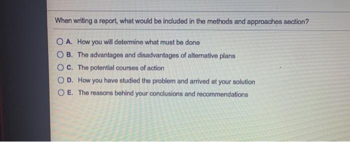 When writing a report, what would be included in