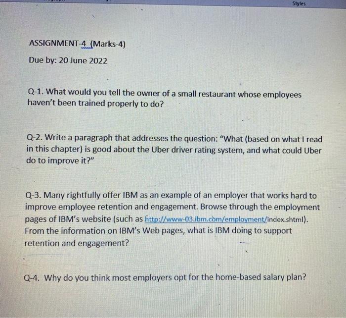 Ans All Question in five to six lines. Styles