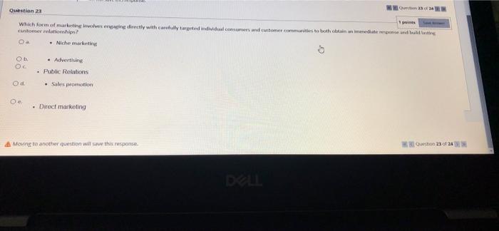 & Moving to another question will save this