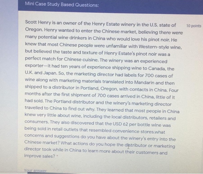 Mini Case Study Based Questions: 10 points Scott