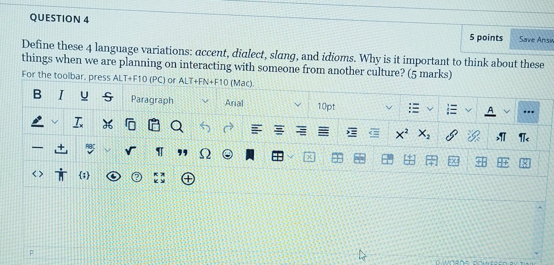 QUESTION 4 5 points Save Answ Define these 4
