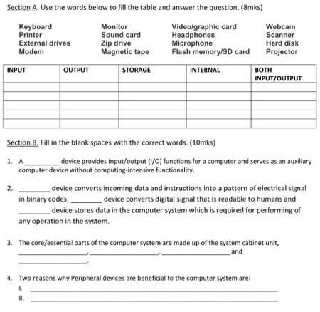 help please.... Section A. Use the words below to