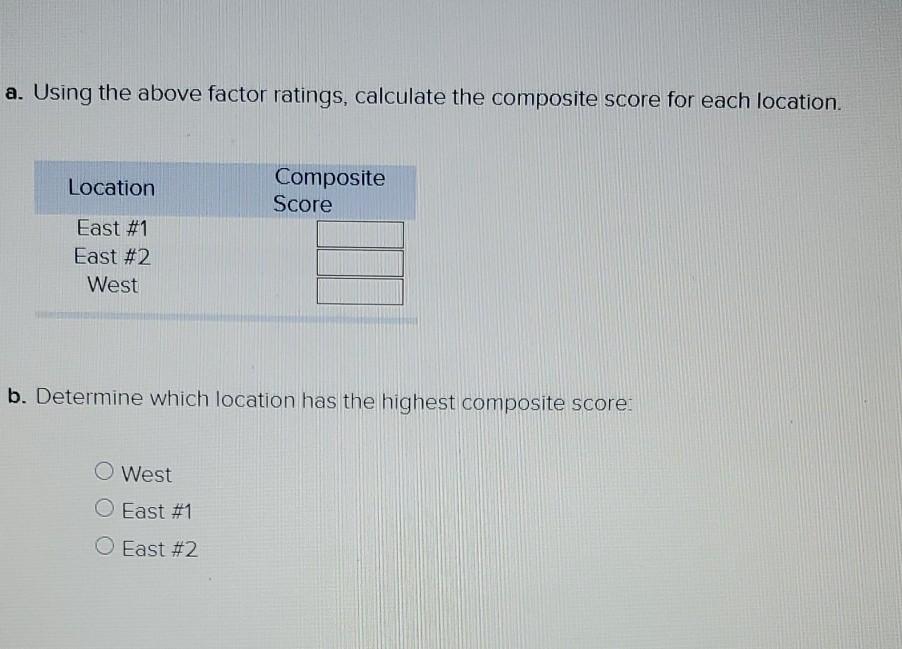 Problem 8-10 Factor Initial cost Traffic