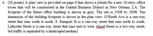 4. (30 points) A plan view is provided on page 6