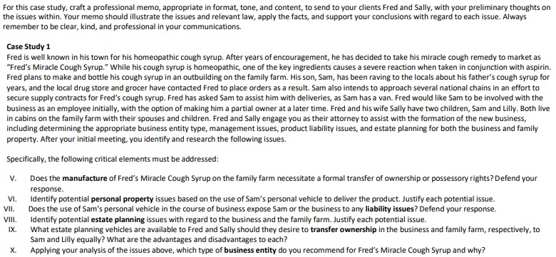 For this case study, craft a professional memo,