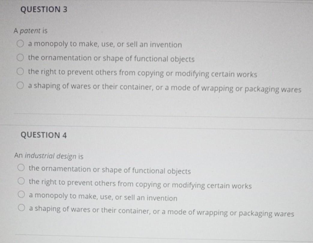 QUESTION 1 A copyright is the right to prevent