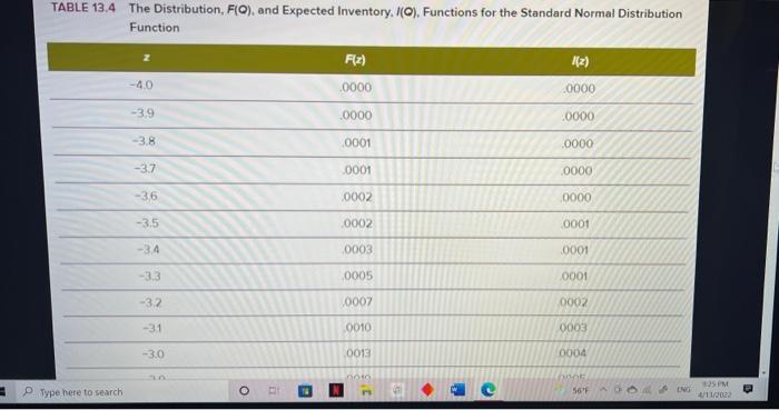 TABLE 13.4 The Distribution, F10), and Expected