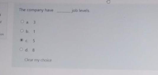 The company have job levels a 3 O 1 od B Clear my