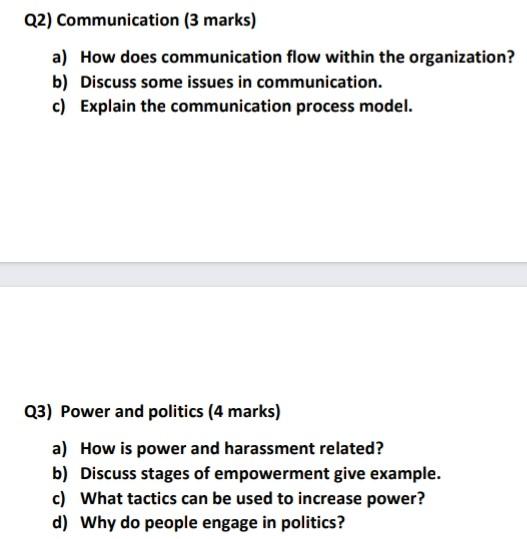 Q2) Communication (3 marks) a) How does