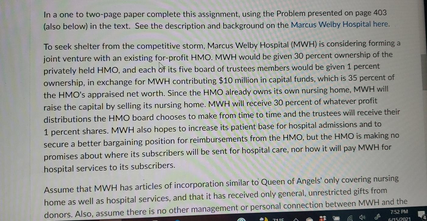 In a one to two-page paper complete this