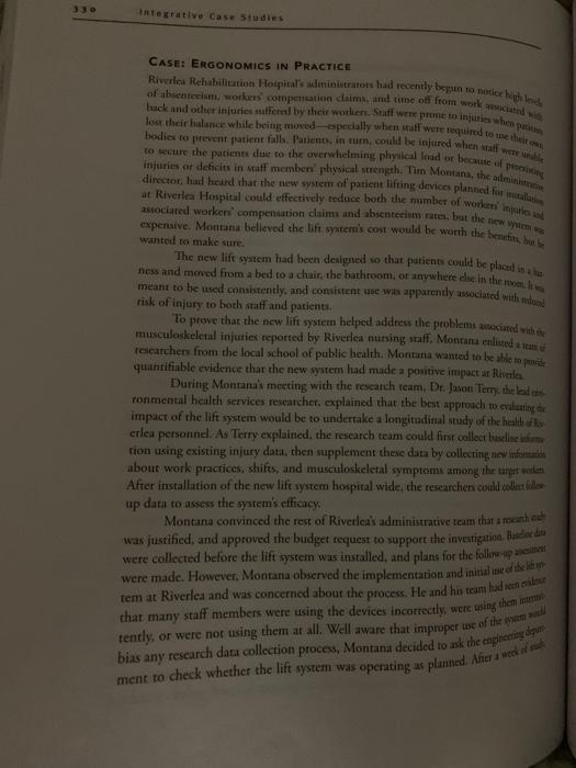 with OSHA 2. Ergonomics in Practice case: Why do