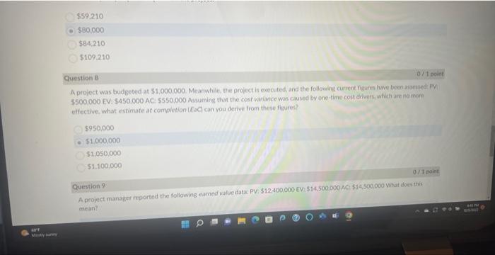D) $5.650.000 Question 6 For a project, the