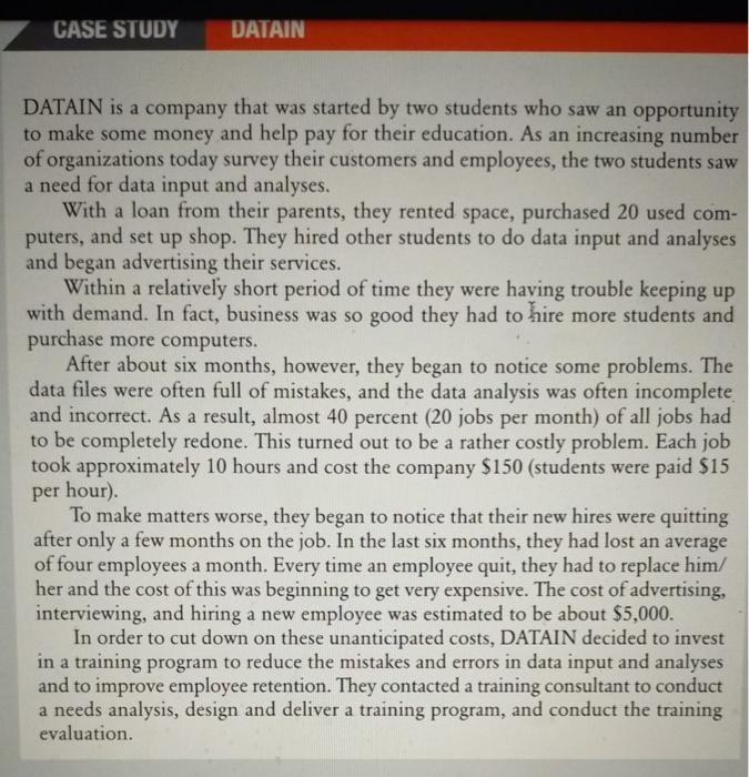 CASE STUDY DATAIN DATAIN is a company that was