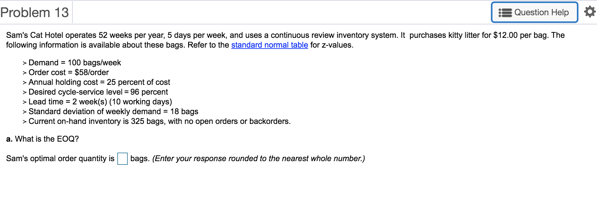 Problem 13 s Question Help Sam's Cat Hotel