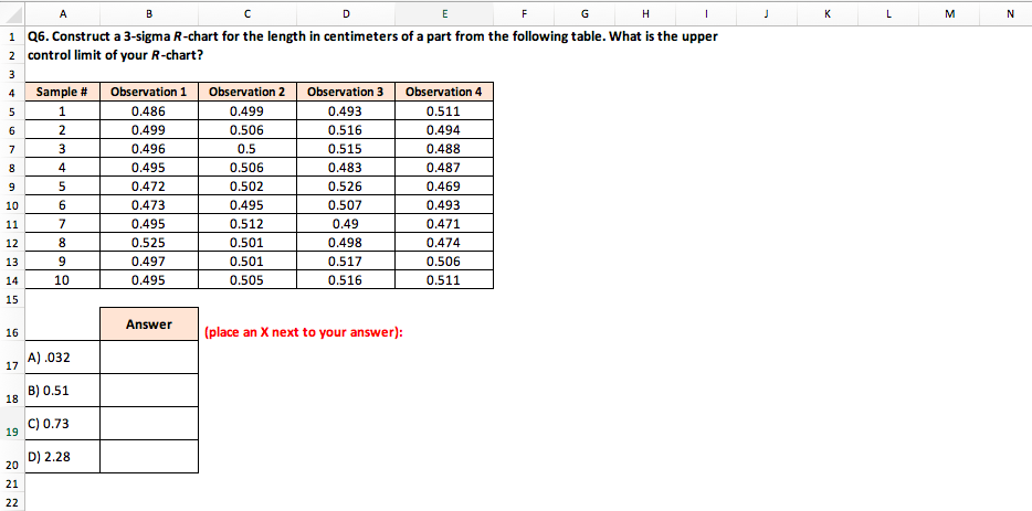 Please show how to solve in excel. Q6. Construct