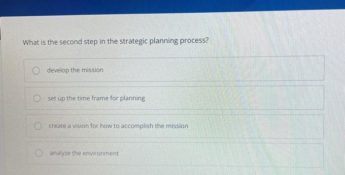 What is the second step in the strategic planning