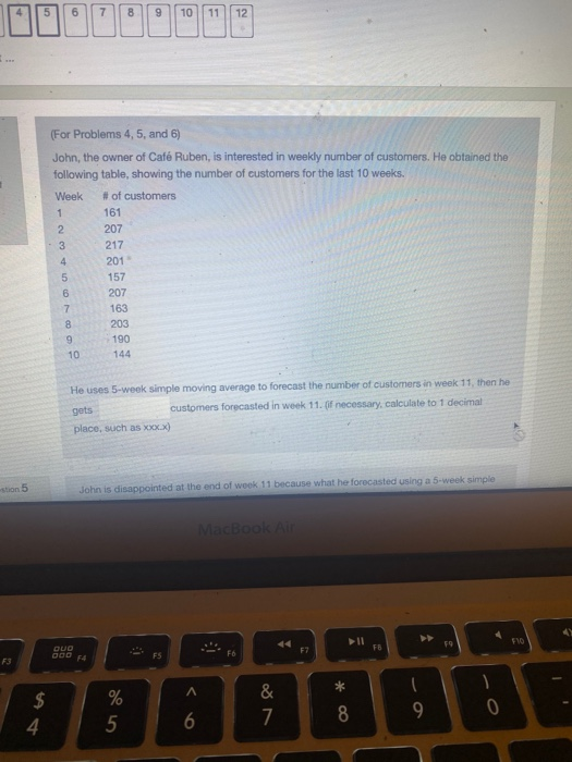 5 6 7 8 9 10 11 12 (For Problems 4, 5, and 6)