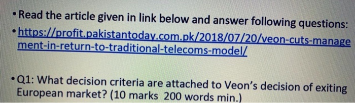 Read the article given in link below and answer