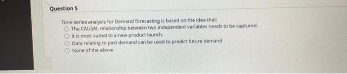 Question 5 Time series analysis for Demand