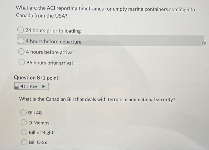 What are the ACI reporting timeframes for empty