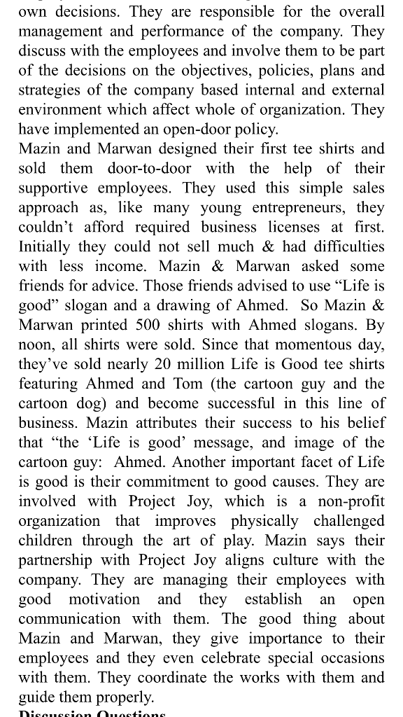 Case Study Focus: Management functions,