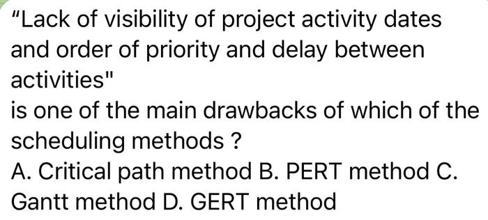 "Lack of visibility of project activity dates and