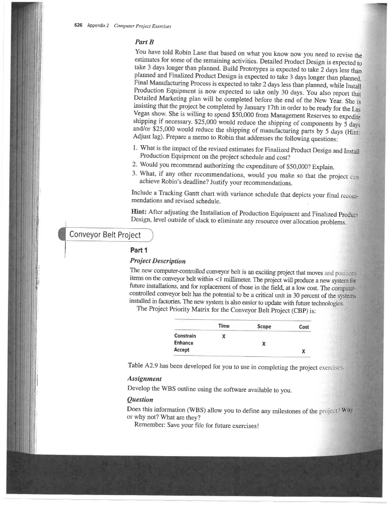 626 Appendix 2 Computer Project Exercises Part B