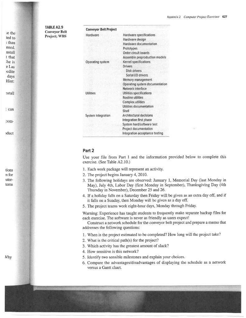 626 Appendix 2 Computer Project Exercises Part B