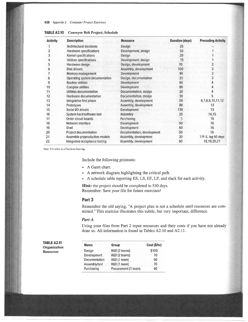 626 Appendix 2 Computer Project Exercises Part B