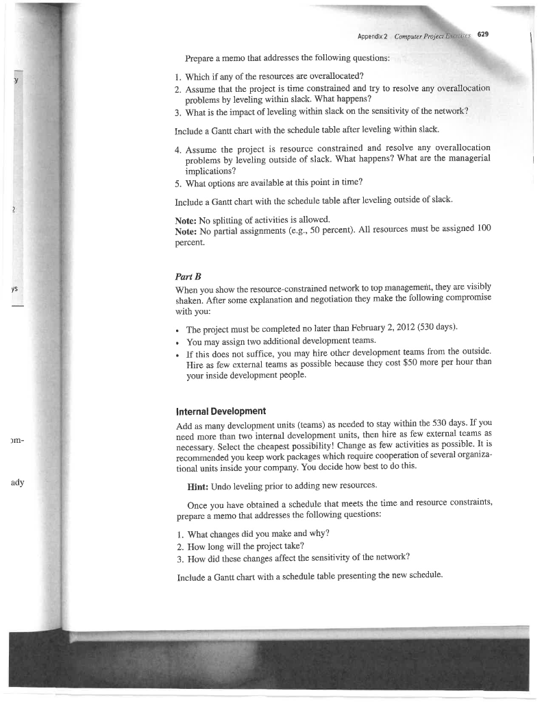 626 Appendix 2 Computer Project Exercises Part B