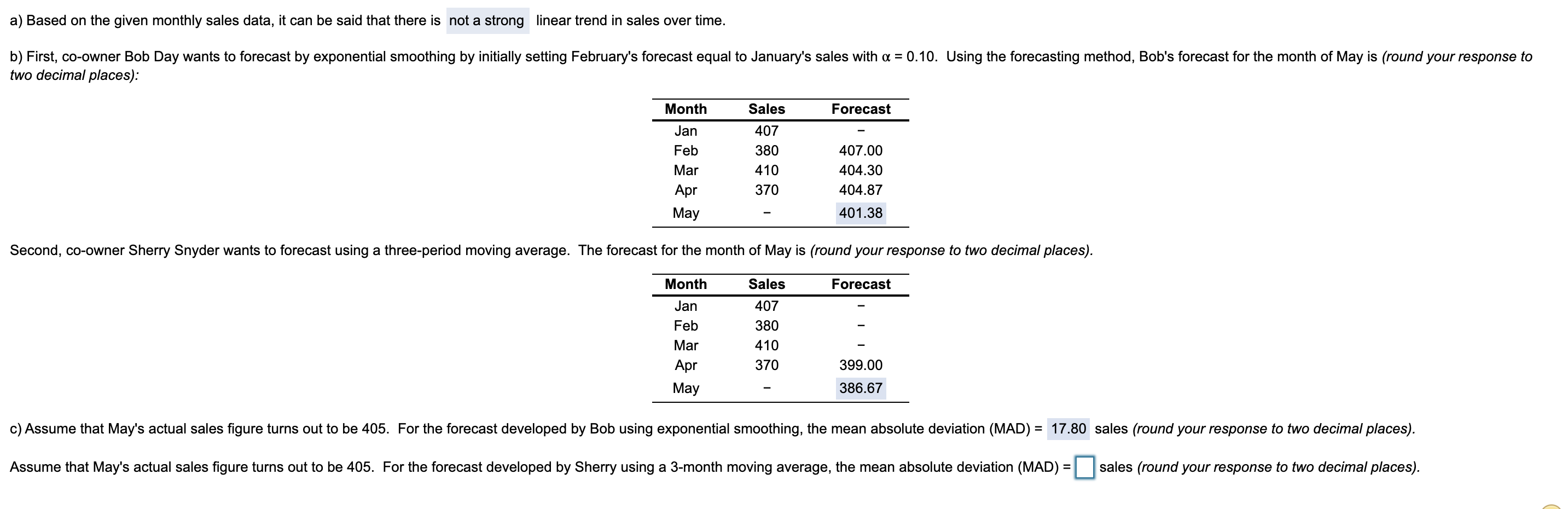 Answer second step to part C a) Based on the