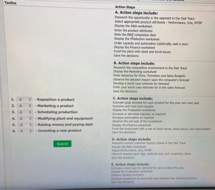 Tactics Action Steps A. Action steps include: