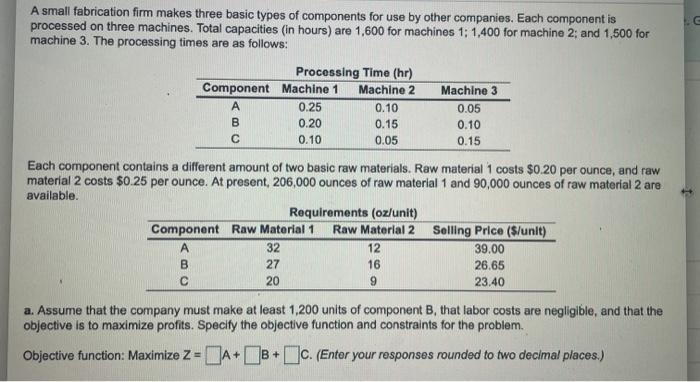 i just need the objective function at thr bottom.