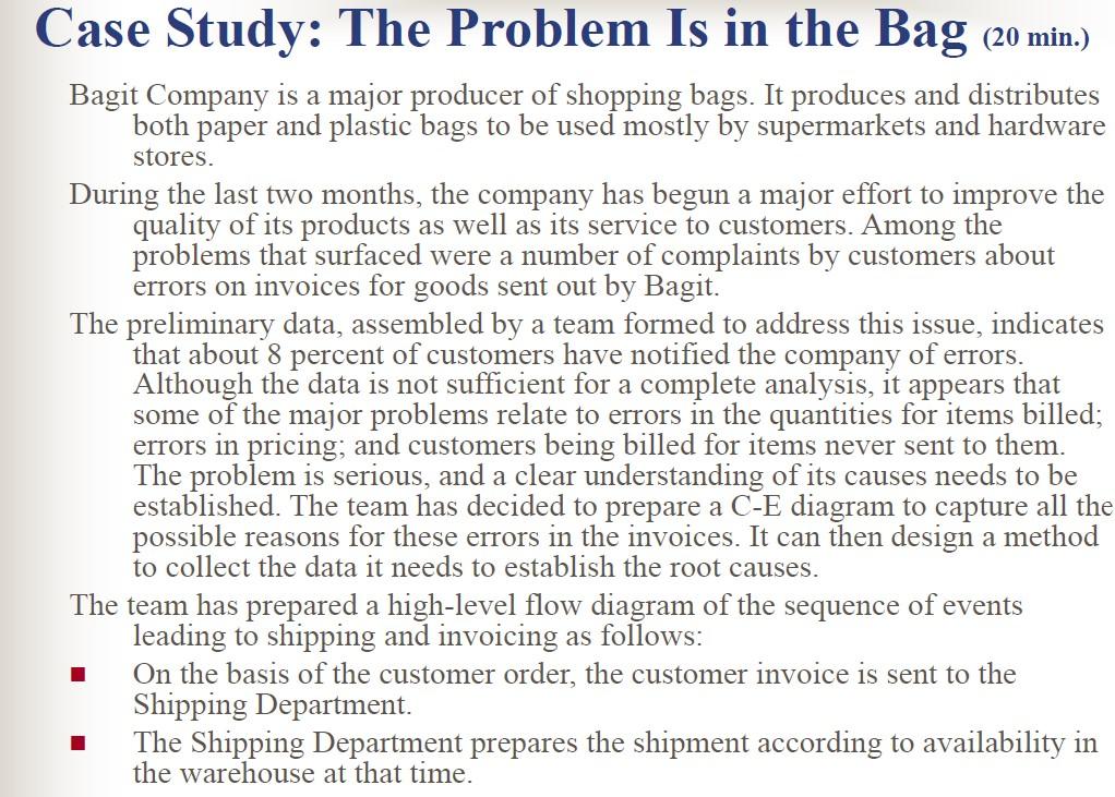Draw a cause-effect diagram to explain the