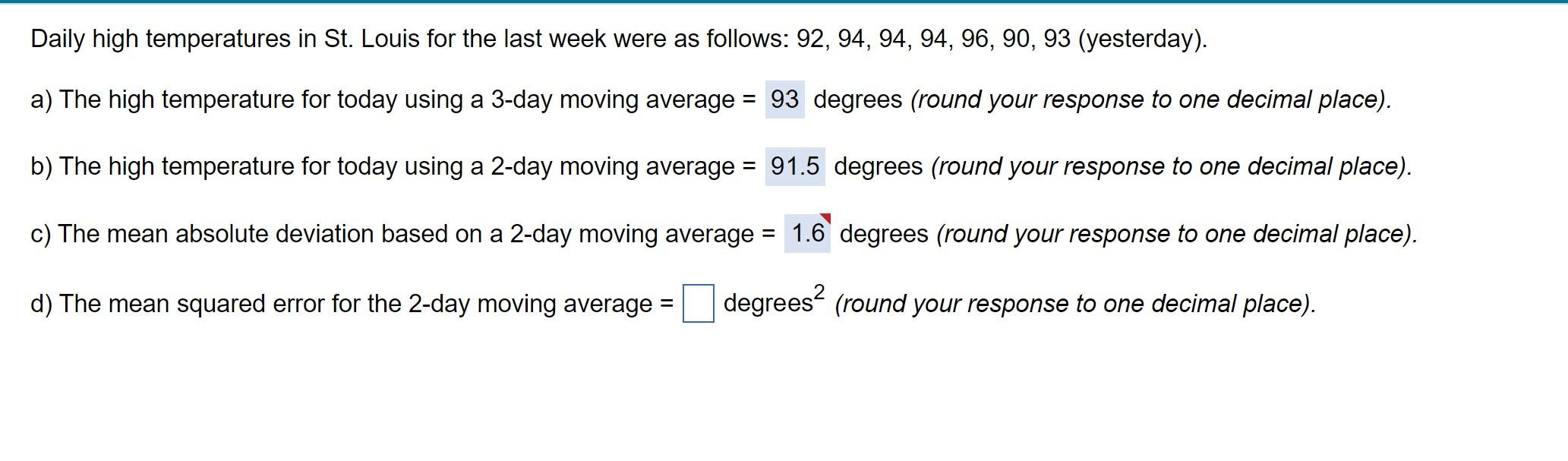 ALSO THE MEAN ABSOLUTE ERROR (MAPE) FOR THE 2 DAY